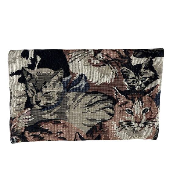 Embroidered Cat Wallet Pouch Cat Lady Kitty Feline Cottagecore - Picture 1 of 3